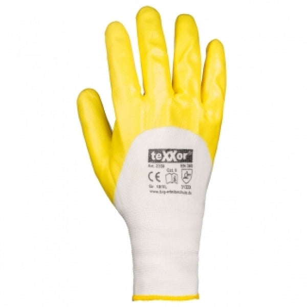 Polyester Strickhandschuhe mit Nitril Beschichtung, gelb