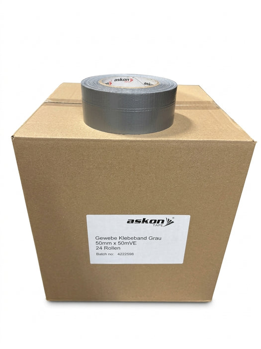Gewebeband, silber, Askon, 50mm x 50m Karton (24 Rollen)